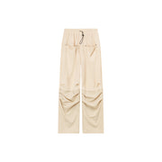 Shirring Drawstring Wide Leg Casual Pants