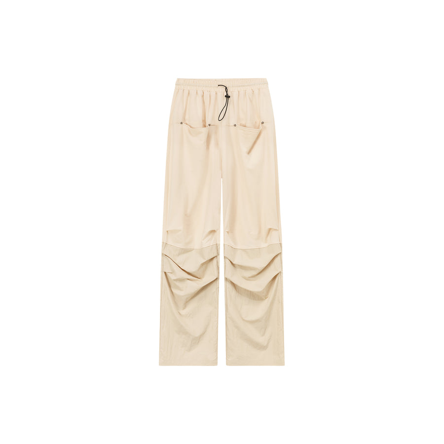 CHUU Shirring Drawstring Wide Leg Casual Pants