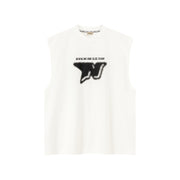 Printed Boxy Sleeveless Sporty T-Shirt