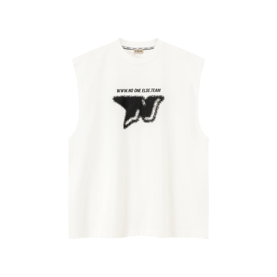 CHUU Printed Boxy Sleeveless Sporty T-Shirt