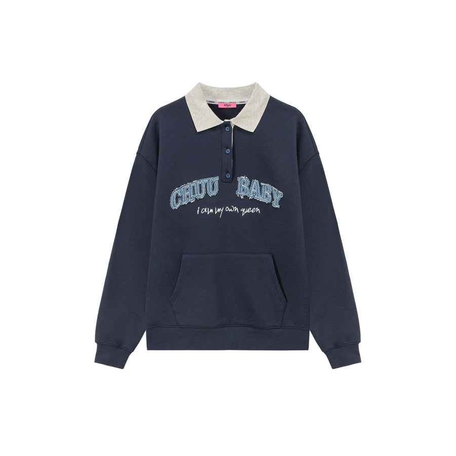 CHUU Polo Neck Boxy Sweatshirt