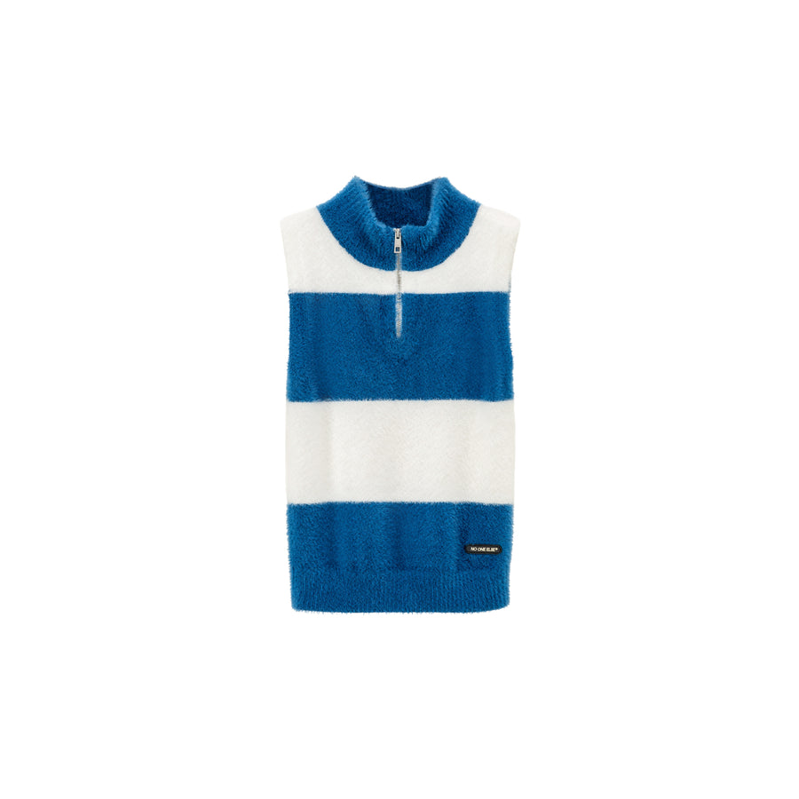 CHUU Half Zip-Up Color Stripe Sleeveless Top