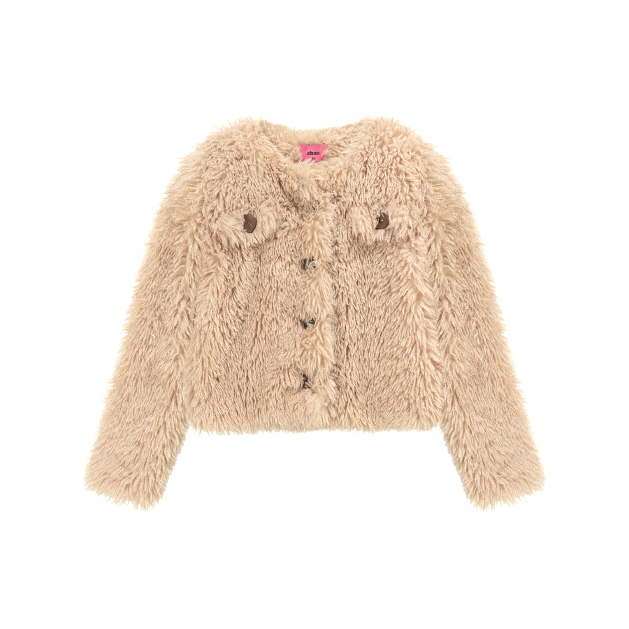 CHUU Cozy Fur Button Jacket