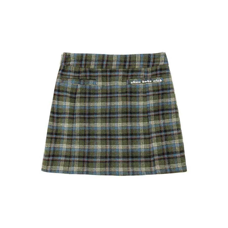 CHUU Logo Check Mini Skirt