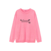 Logo Star Lettering Loose Fit Knit Sweater