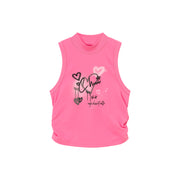 Size Doesnt Matter Heart Shirring Sleeveless Top