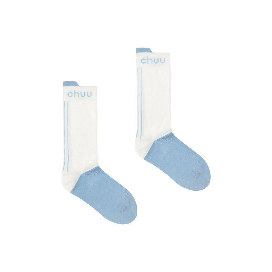 CHUU Logo Color Ribbed High Socks