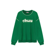 Color Logo Stitch Loose Fit Sweatshirt