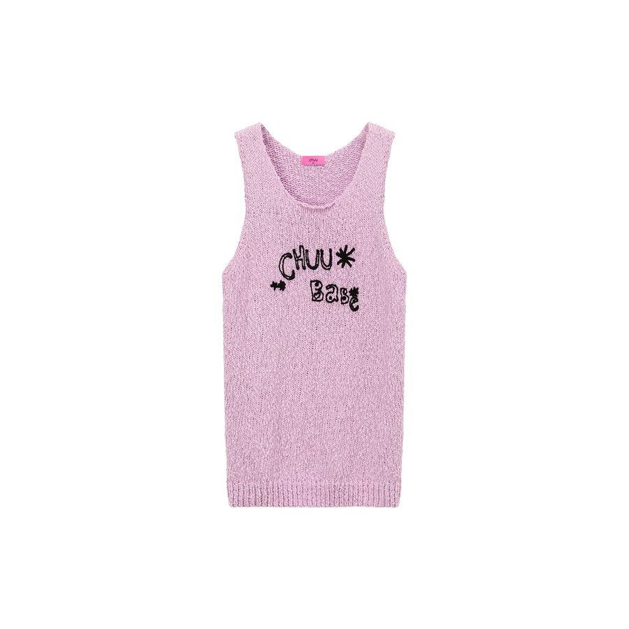 CHUU Lettering Sleeveless Knit Top