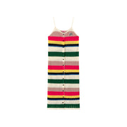 Striped Bustier Button Sleeveless Knit Dress