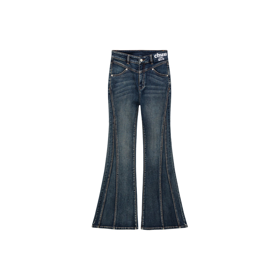 CHUU Stitch Lined Denim Wide Jeans