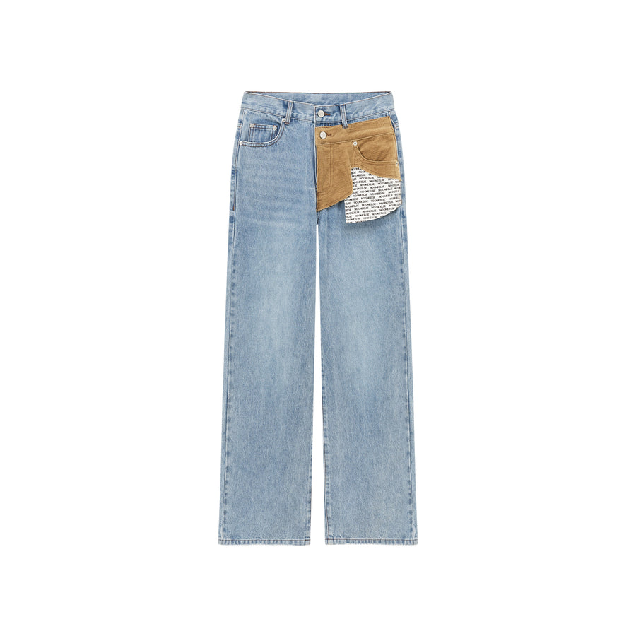 CHUU Logo Lettering Exposed Pocket Denim Jeans