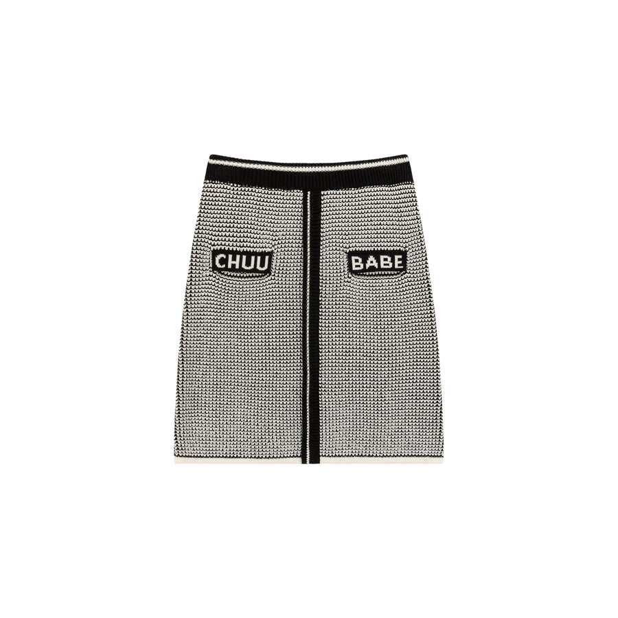 CHUU Logo Jacquard Knit Skirt