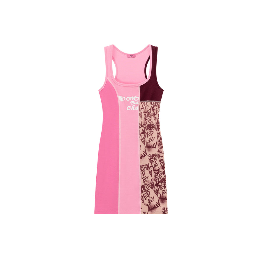 CHUU Square Color Combination Sleeveless Mini Dress