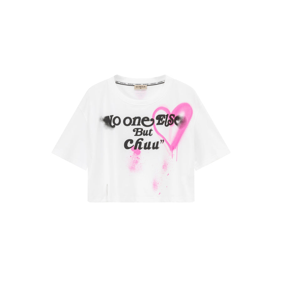 CHUU Collab Logo Heart Cropped T-Shirt