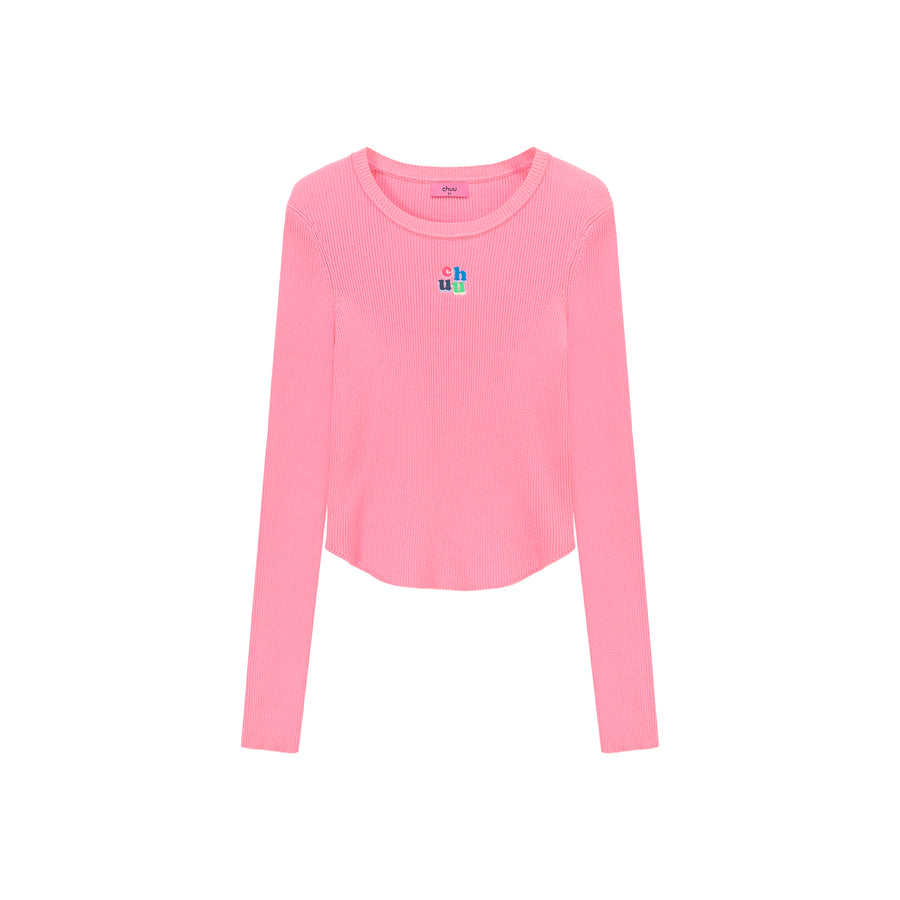 CHUU Color Ribbed Slim Knit Top