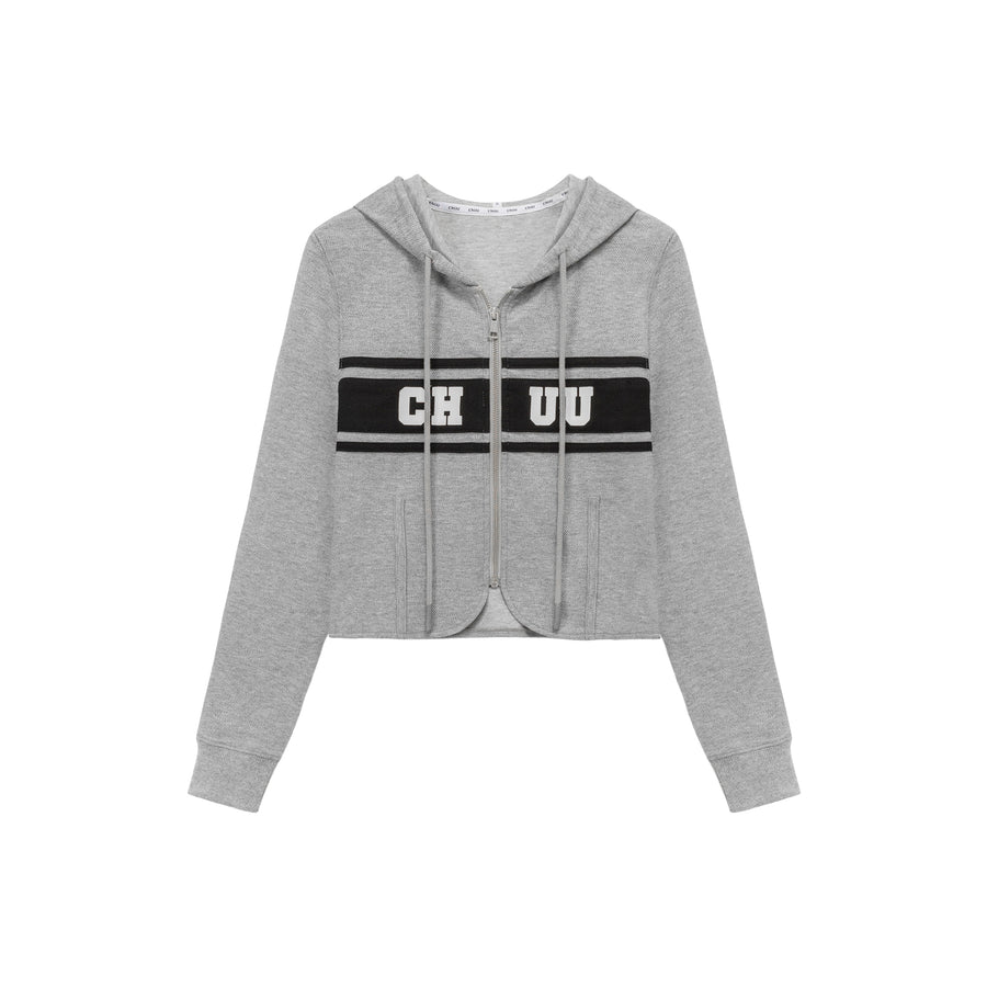 CHUU Logo Sporty Color Contrast Hooded Zip-Up