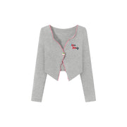 Logo Embroidered Ruffle Cardigan