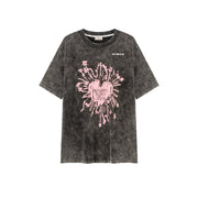 Vintage Heart Print Loose Fit T-Shirt