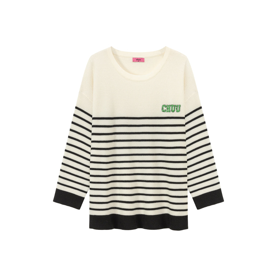 CHUU Stripe Long Sleeve Knit Sweater