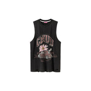 Vintage Oversized Chuu Printed Car Sleeveless T-Shirt