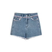 Fringed Denim Shorts