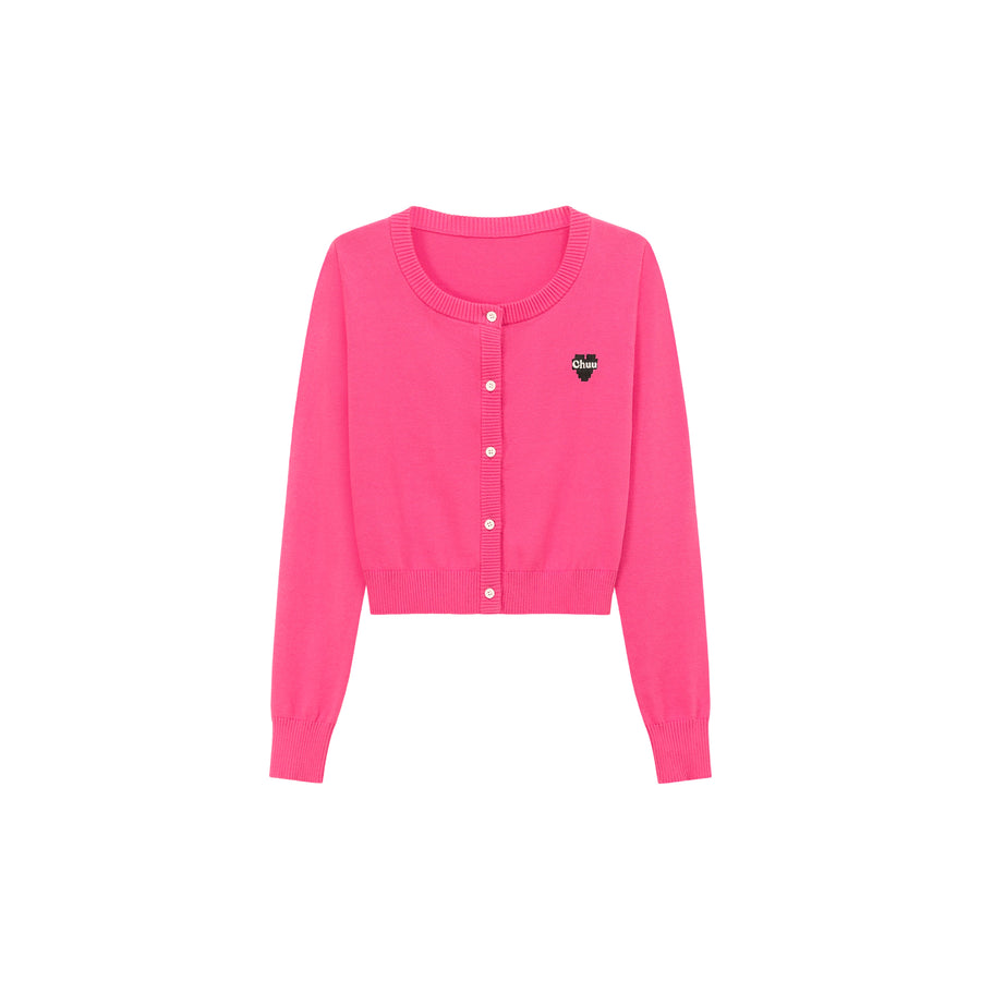 CHUU Logo Heart Knit Color Cardigan