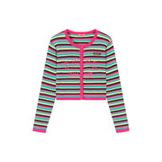 Rainbow Stripes Knit Button Cardigan