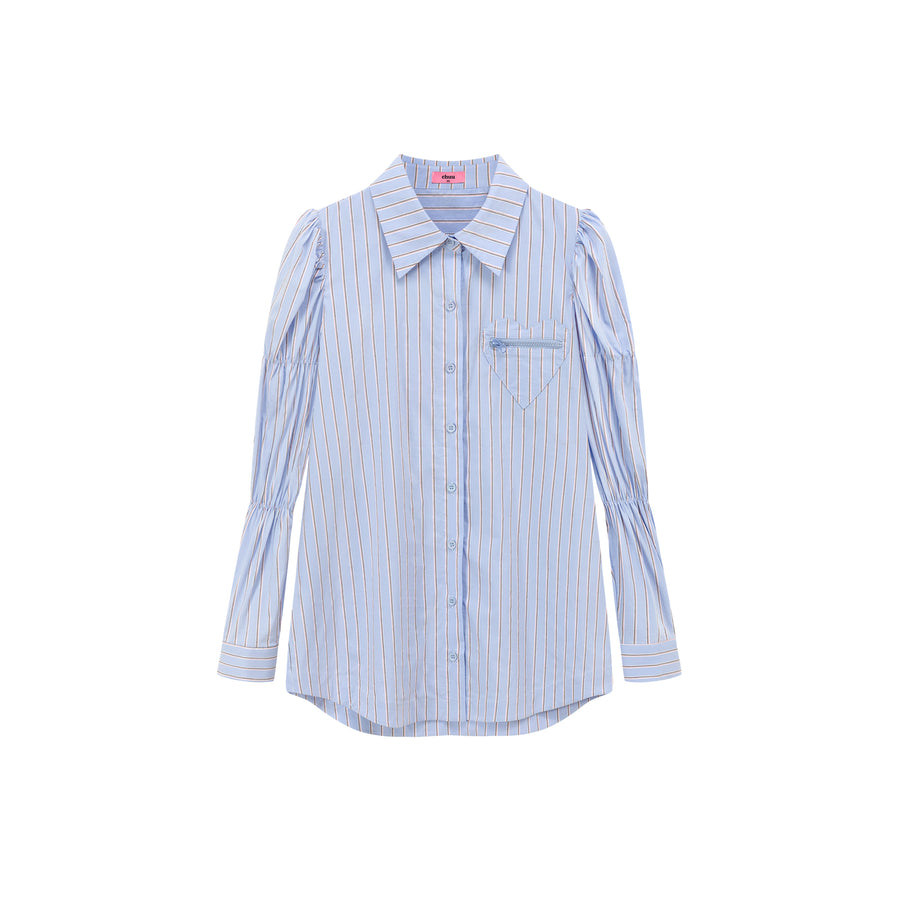 CHUU Heart Pocket Stripe Shirt