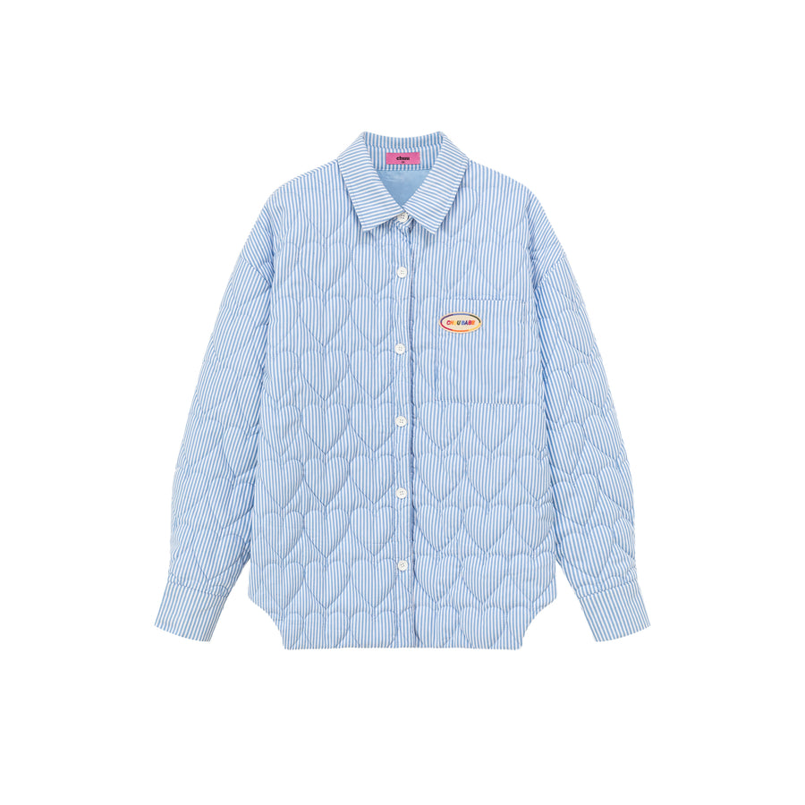 CHUU Heart Shirt Quilted Padded Shacket