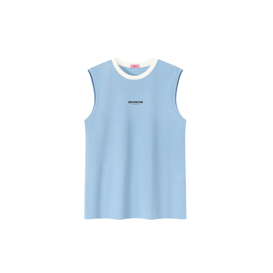 CHUU Simple Waffle Loose Fit Sleeveless Mid Length T-Shirt