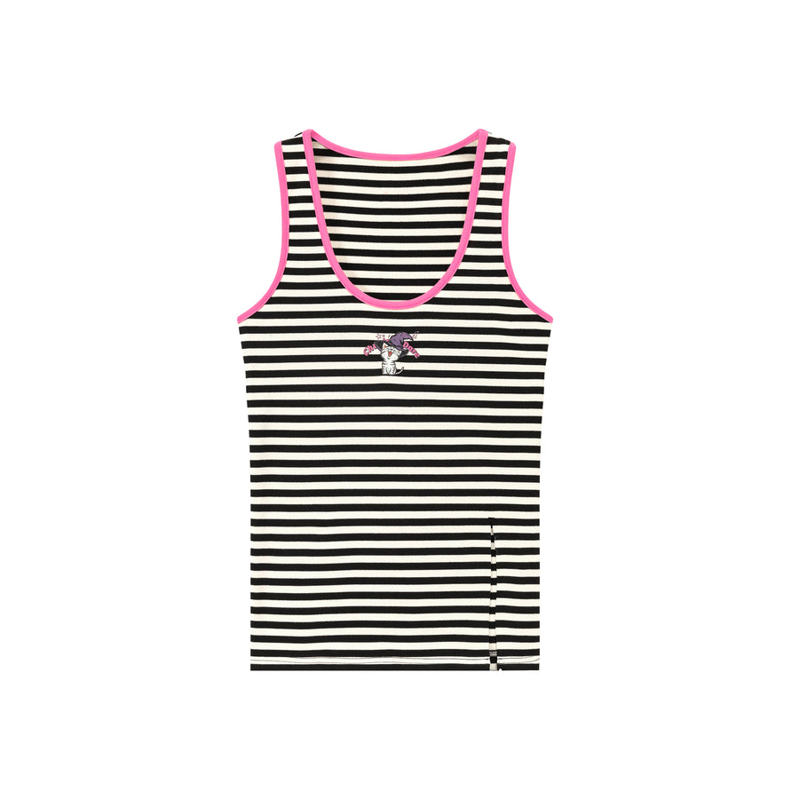 CHUU Color Lined Slit Stripe Sleeveless Top