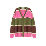 Color Combination Stripe Knit Cardigan