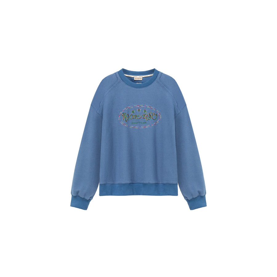 CHUU Color Embroidery Waffle Logo Sweatshirt