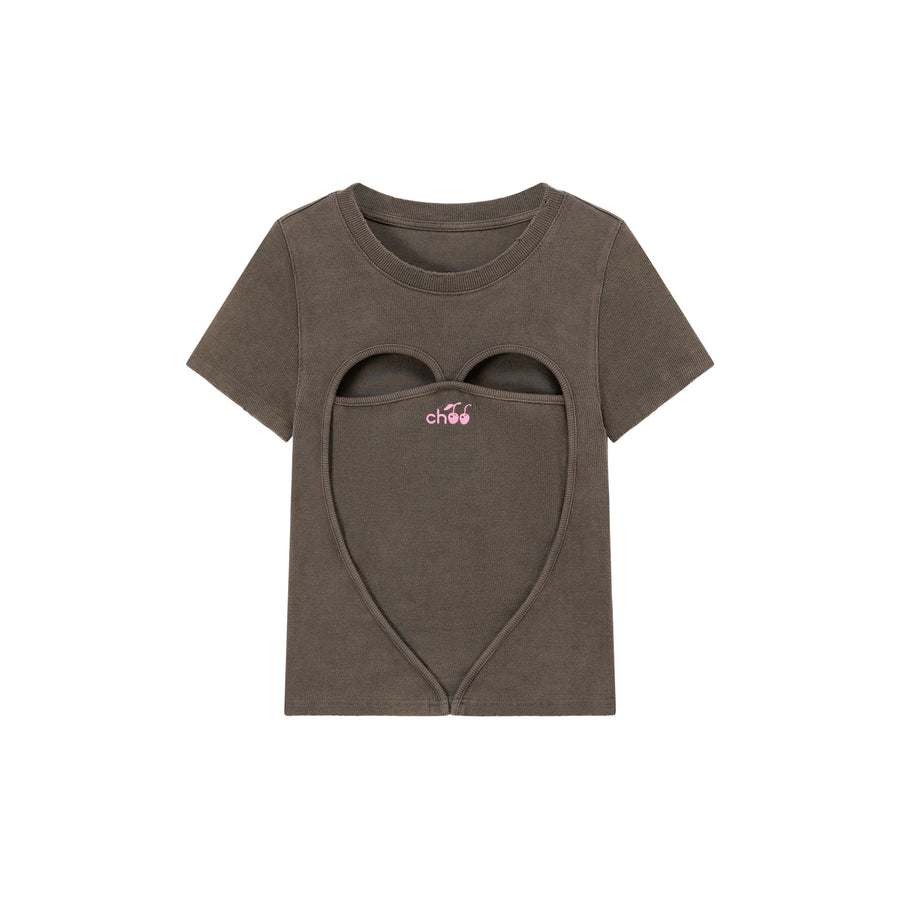 CHUU Logo Heart Cut Out Top