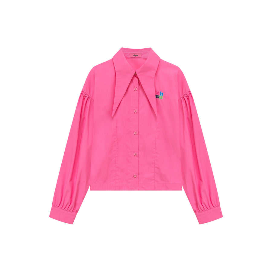 CHUU Point Collar Puff Sleeve Shirt