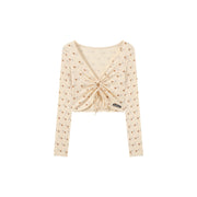 Flower Eyelet Key Hole Cardigan Top