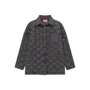 Lettering Quilted Padded Button Jacket