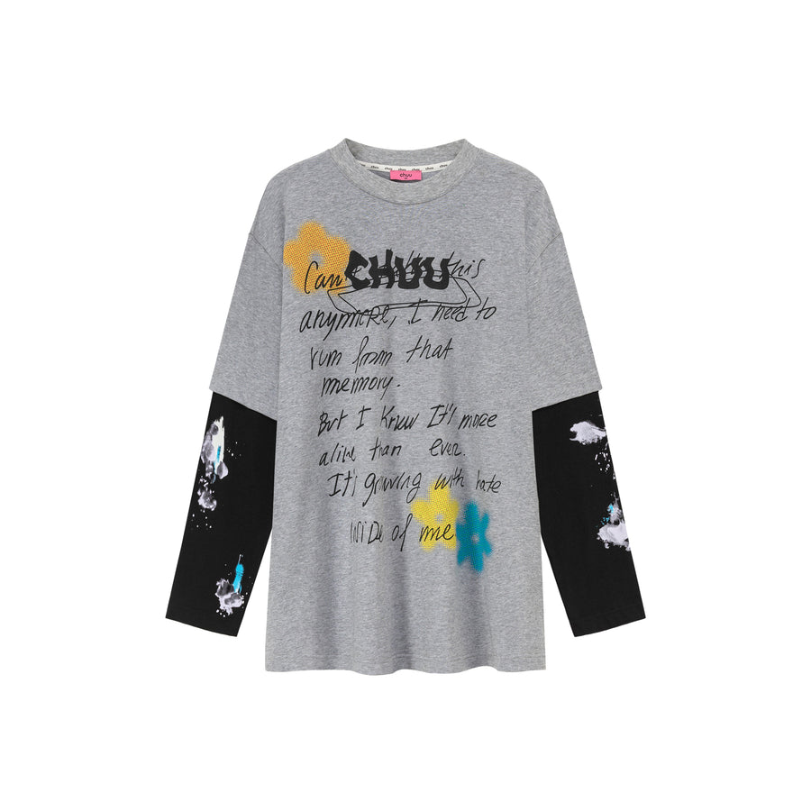 CHUU Lettering Color Flowers Loose Fit T-Shirt