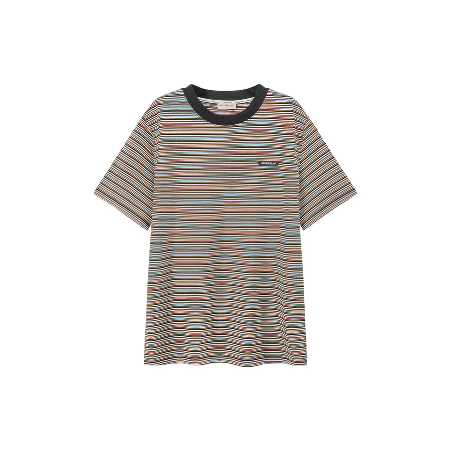 CHUU Colorblocked Striped Short Sleeve T-Shirt