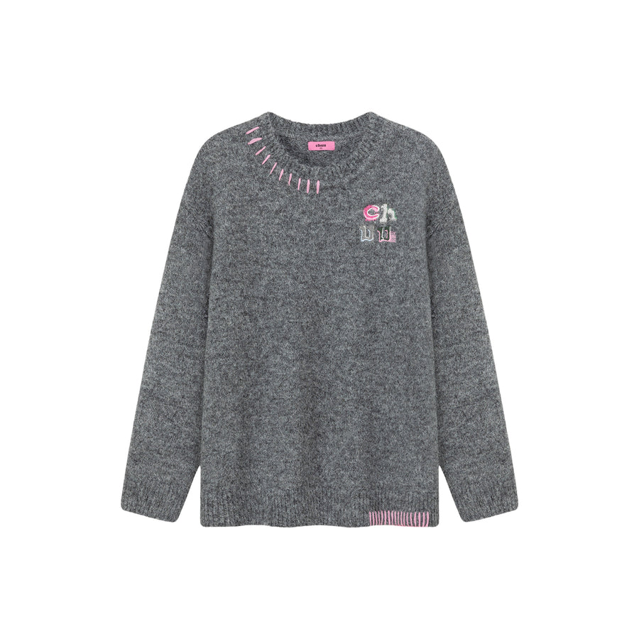 CHUU Logo Basic Loose Fit Knit Sweater