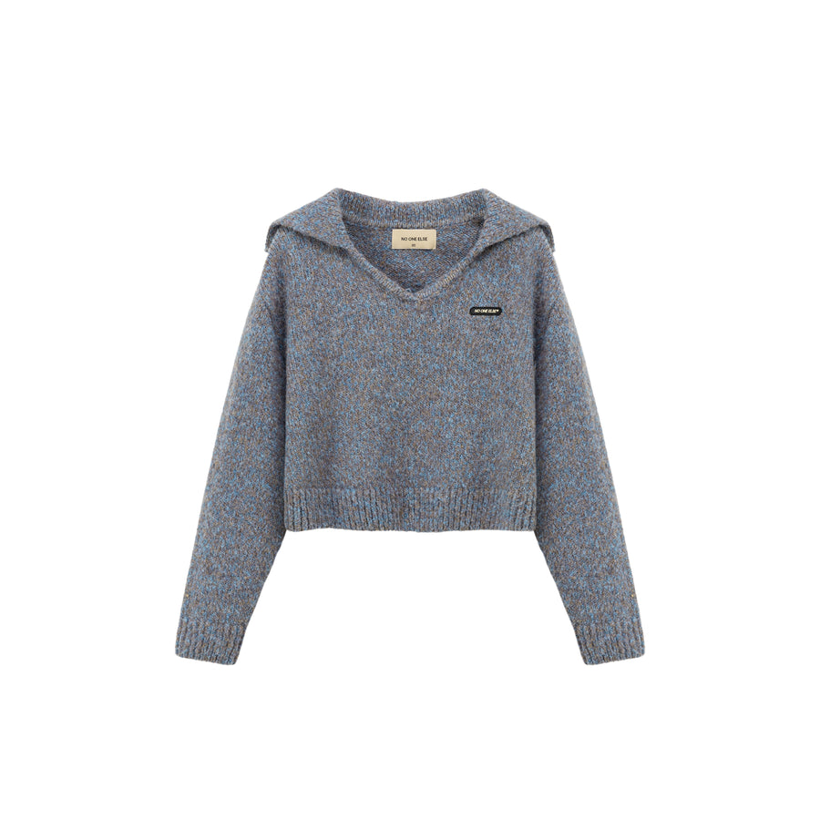 CHUU Open Big Collar Knit Sweater