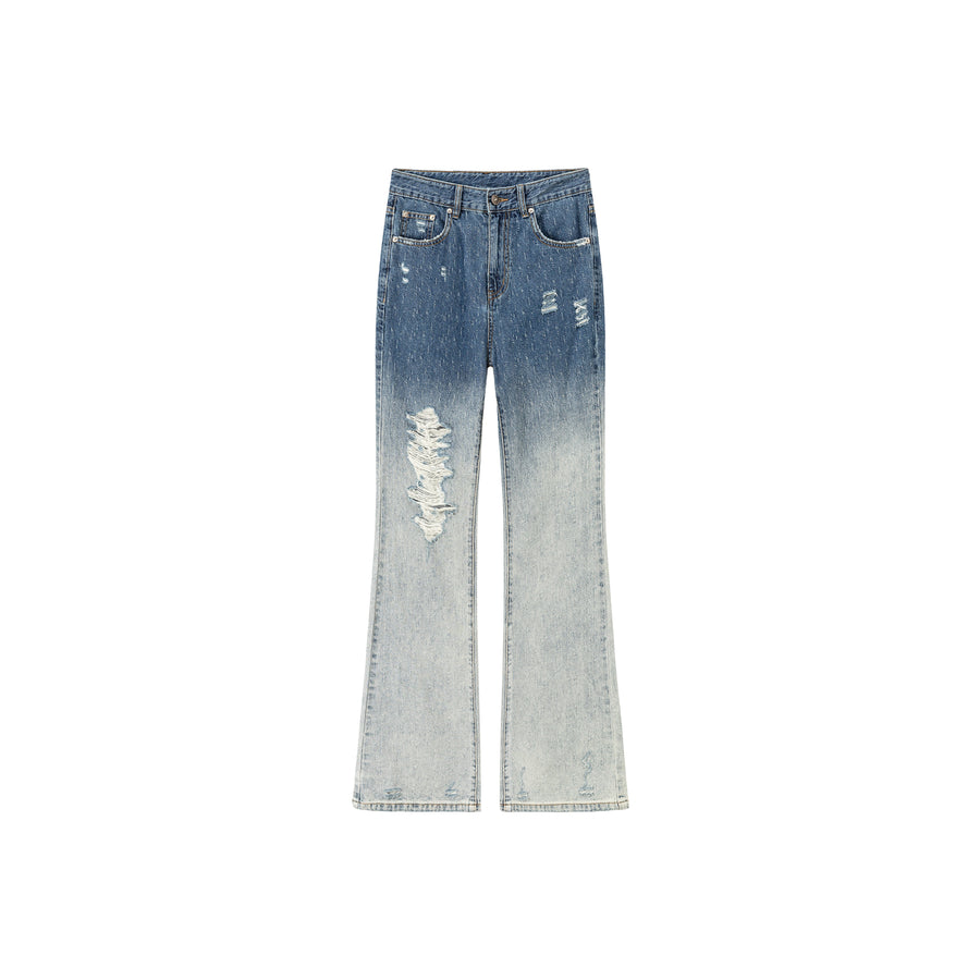 CHUU Gradient Distressed Denim Jeans