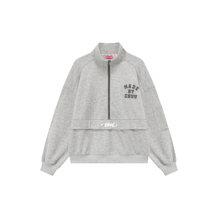 CHUU Logo Half Zip Up Simple Sweatshirt