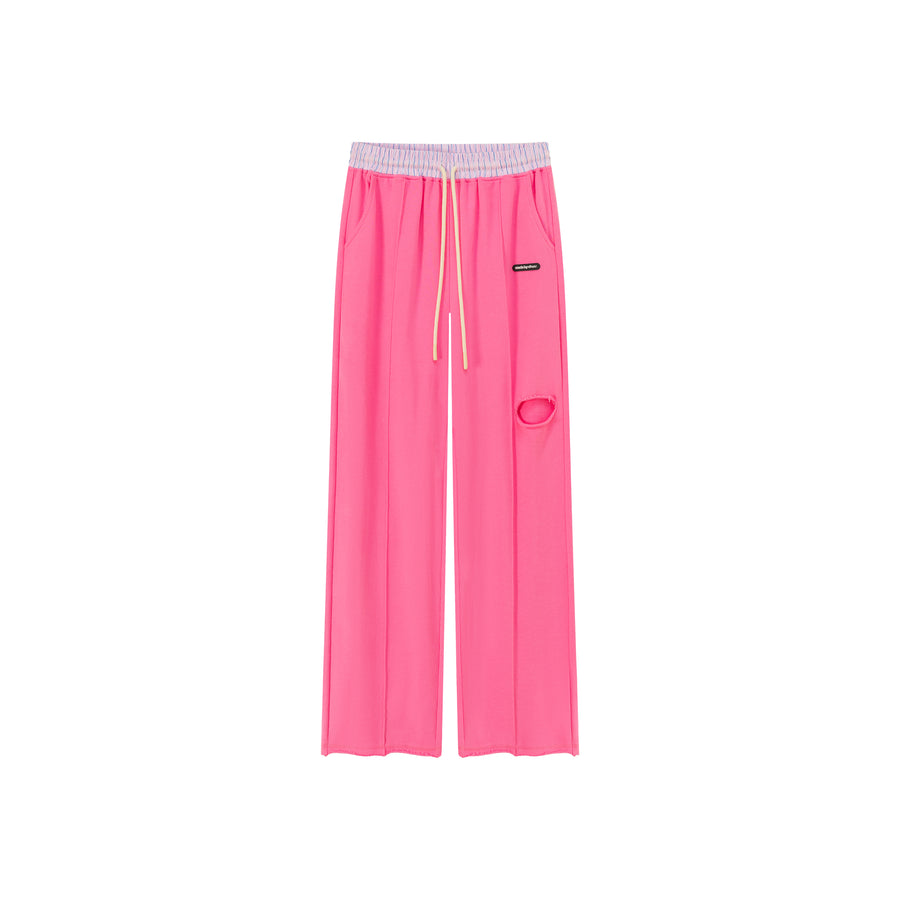 CHUU Slit Color Wide Sporty Casual Pants