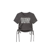 Size Doesnt Matter Side String Cropped T-Shirt