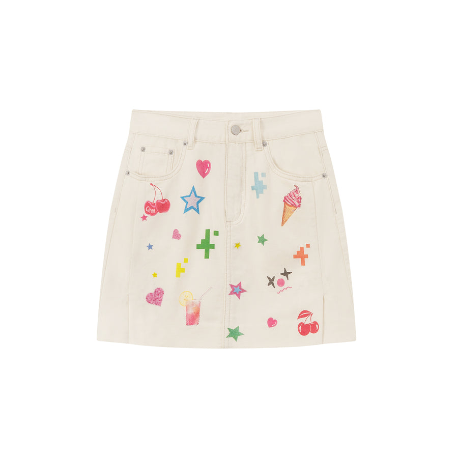 CHUU Summer Icons Printed Mini Skirt