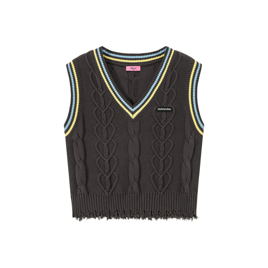 CHUU Heart Twist Knit Sweater Vest