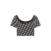 Chuu Lettering Star U-Neck Crop T-Shirt