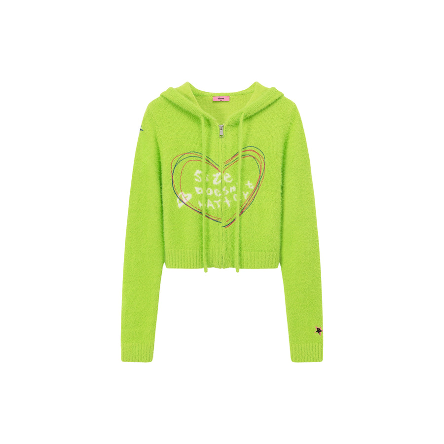 CHUU Heart Hooded Zip-Up Cardigan